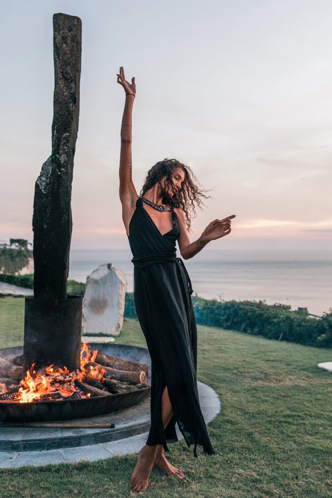 Black Boho Goddess Dress Gypsy Priestess Back Laces